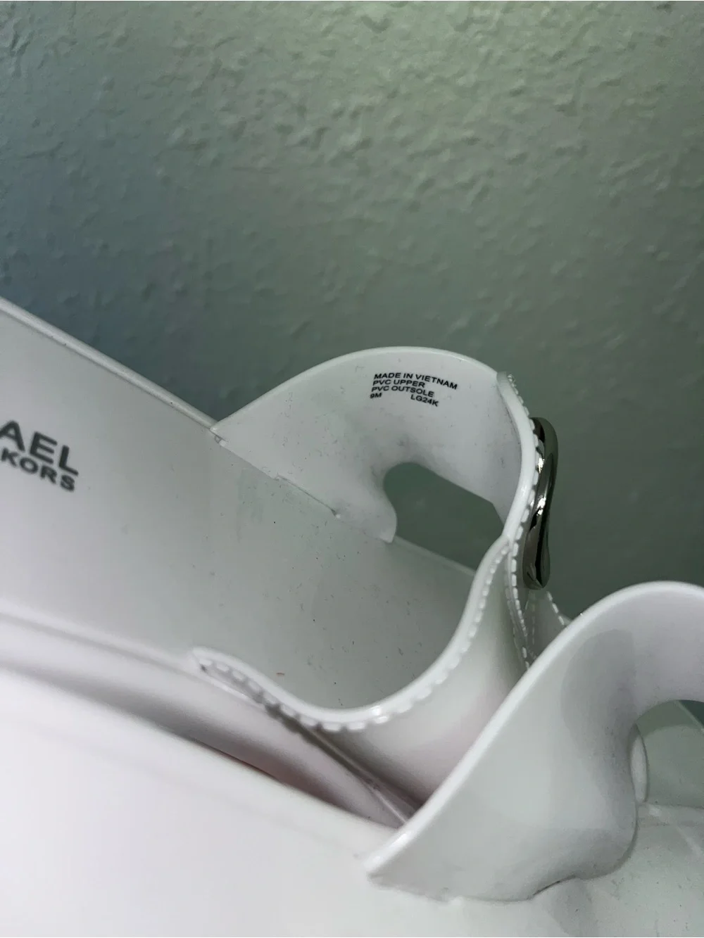 Michael Kors White Patent MK Logo Thong Sandals